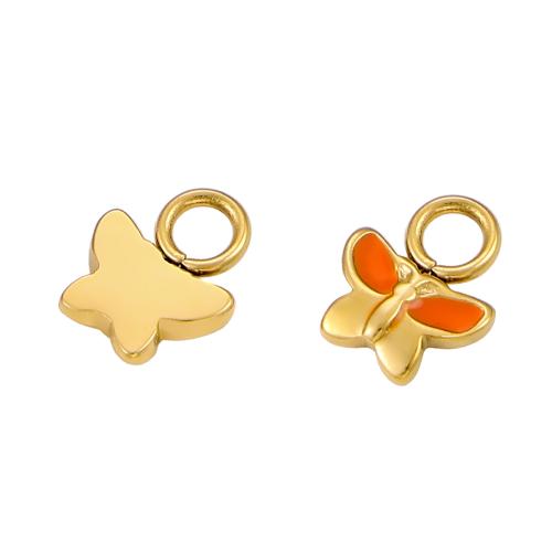 304 Stainless Steel Pendant Butterfly gold color plated DIY & enamel golden Sold By PC