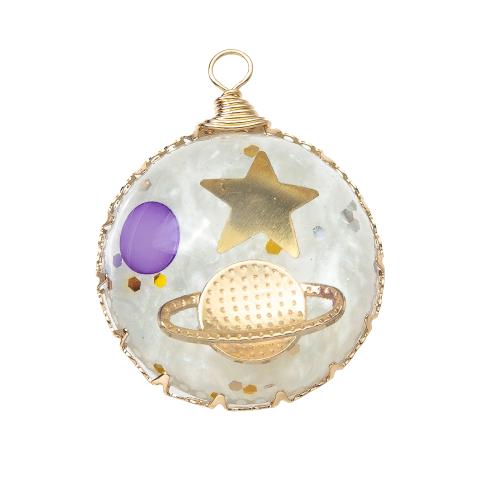 Resin Pendant with Brass plated DIY mixed colors Sold By PC