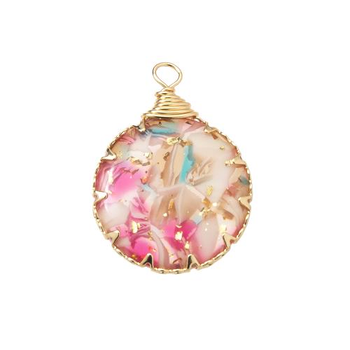 Resin Pendant with Dried Flower & Brass plated DIY mixed colors Sold By PC