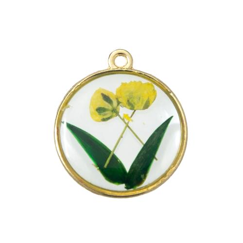 Resin Pendant with Dried Flower & Brass plated DIY mixed colors Sold By PC
