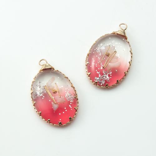 Resin Pendant with Brass plated DIY mixed colors Sold By PC