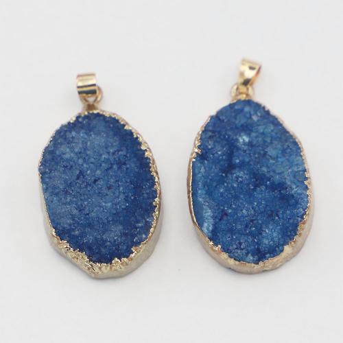 Ice Quartz Agate Κρεμαστό κόσμημα, με Ορείχαλκος, Γύρος, DIY, μικτά χρώματα, 30x20x12mm, Sold Με PC