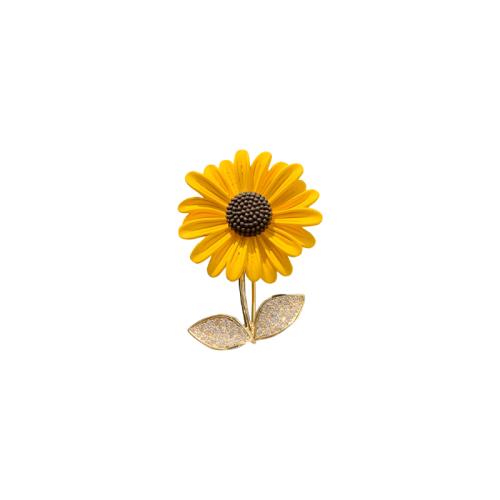 Zinc Alloy Brooch Sunflower gold color plated fashion jewelry & for woman Sold By PC