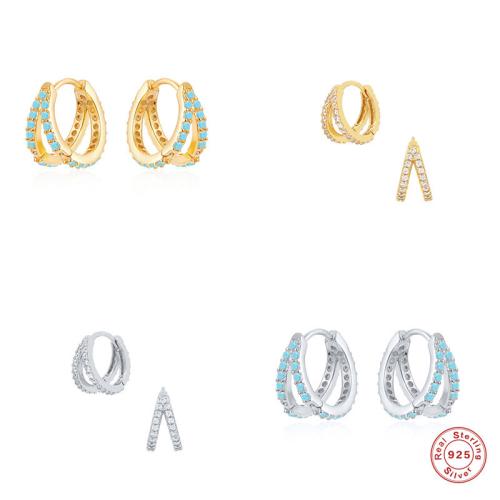 925 Sterling Silver Huggie Hoop naušnica, modni nakit & za žene, više boja za izbor, Unutarnji promjer:Približno 9mm, Prodano By par