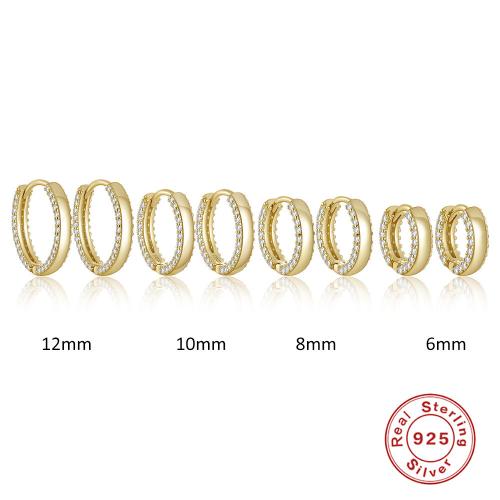 925 Sterling Silver Huggie Hoop naušnica, zlatna boja pozlaćen, različite veličine za izbor & micro utrti kubni cirkonij & za žene, Prodano By par
