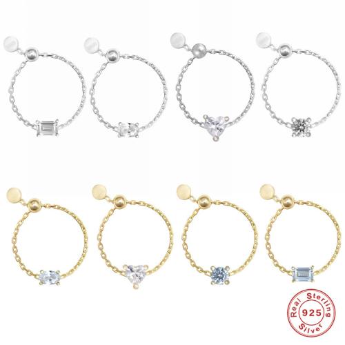 925 Sterling Silver Finger Ring, justerbar & olika stilar för val & micro bana cubic zirconia & för kvinna, Storlek:6-8, Säljs av PC
