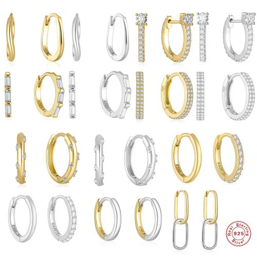 925 Sterling hopea Huggie Hoop Korvakorut, eri tyylejä valinta & Micro Pave kuutiometriä zirkonia & naiselle, Myymät Pair