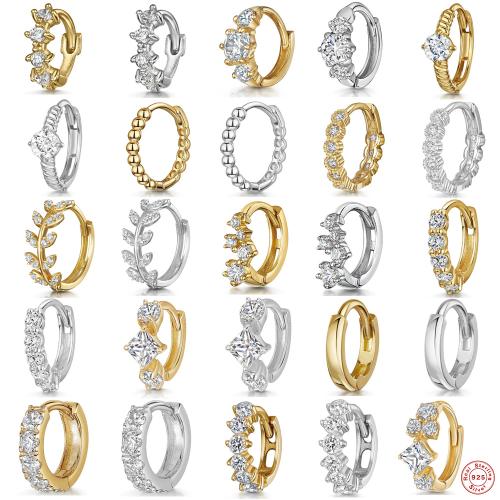 925 Sterling hopea Huggie Hoop Korvakorut, eri tyylejä valinta & Micro Pave kuutiometriä zirkonia & naiselle, Myymät PC