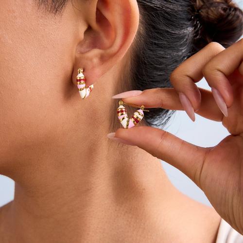 Stainless Steel Lever Back Earring 304 Stainless Steel gold color plated fashion jewelry & enamel Sold By Pair