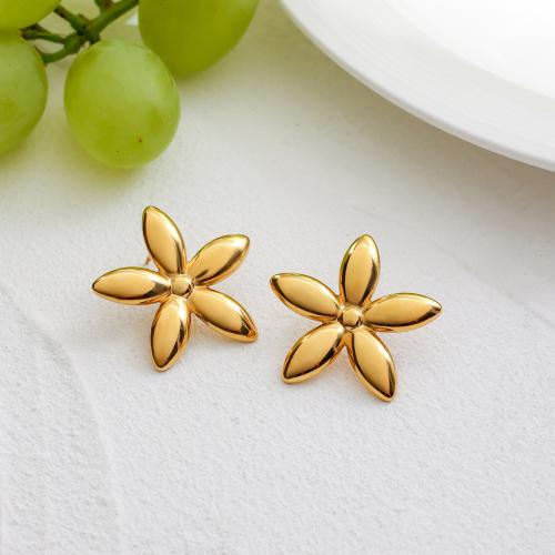 Cruach dhosmálta Graí Earrings, 304 Cruach dhosmálta, Flower, dath an óir plated, jewelry faisin, órga, Díolta De réir Péire