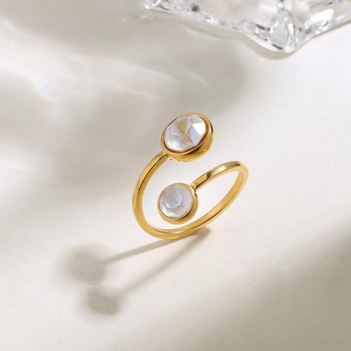 Zirkonia Edelstahl-Finger- Ring, 304 Edelstahl, goldfarben plattiert, Modeschmuck & Micro pave Zirkonia, keine, verkauft von Tasche