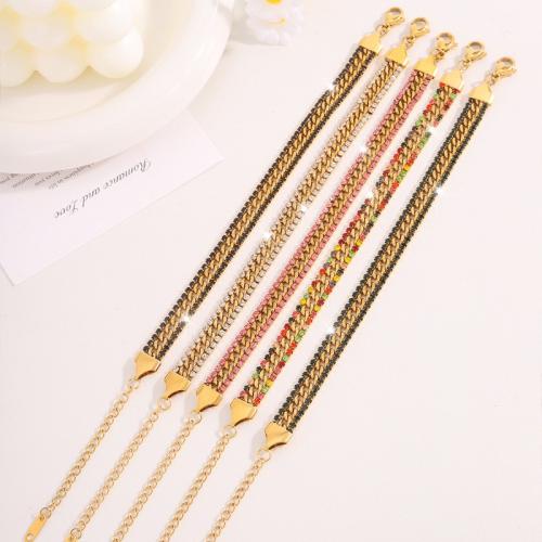 304 Cruach dhosmálta Bracelet, le Ciúbach Zirconia, 18K ór plátáilte, jewelry faisin & do bhean, dathanna níos mó le haghaidh rogha, Díolta De réir PC