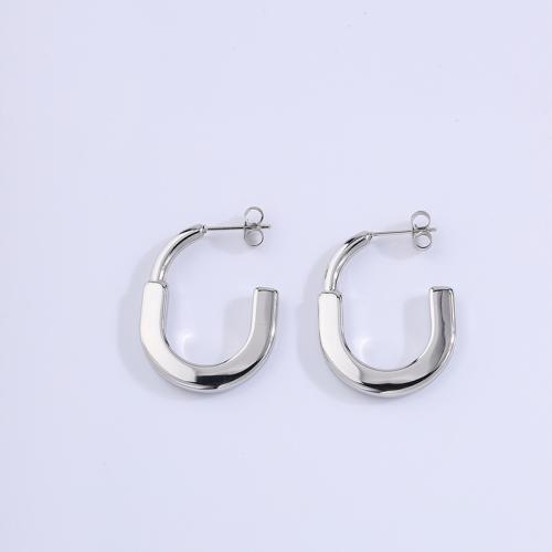 304 Stainless Steel Stud Earring plated fashion jewelry & for woman silver color Sold By Pair