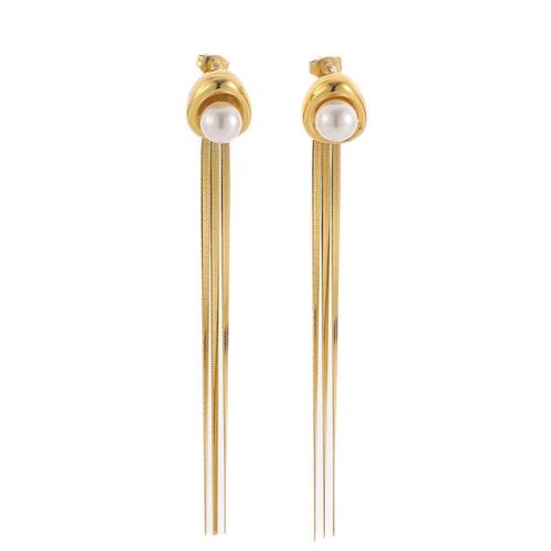 304 Cruach dhosmálta Tassel Earring, le Pearl Plaisteacha, plátáilte, jewelry faisin & do bhean, dathanna níos mó le haghaidh rogha, Díolta De réir Péire