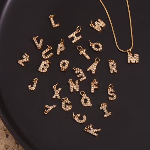 316L Stainless Steel Privjesak, Pismo abecede, 18K pozlaćeno, možete DIY & različitih stilova za izbor & s Rhinestone, Prodano By PC