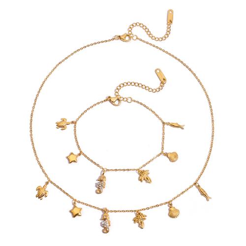 Strass Stainless Steel Jewelry Set, 304 roestvrij staal, plated, verschillende stijlen voor de keuze & voor vrouw & met strass, gouden, Verkocht door PC
