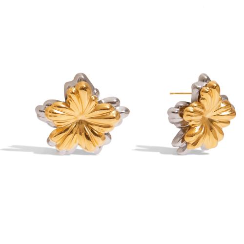 Cruach dhosmálta Graí Earrings, 304 Cruach dhosmálta, Flower, plátáilte, jewelry faisin & do bhean & dhá ton, Díolta De réir Péire