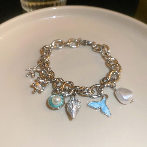 Zinc Alloy náramek, Zinek, s Plastové Pearl, módní šperky & pro ženy & s drahokamu, více barev na výběr, Délka Cca 18.55 cm, Prodáno By PC