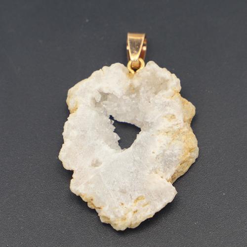 Cristal branco pingente, with cobre, Irregular, banhado, DIY, branco, 40x35x25mm, vendido por PC