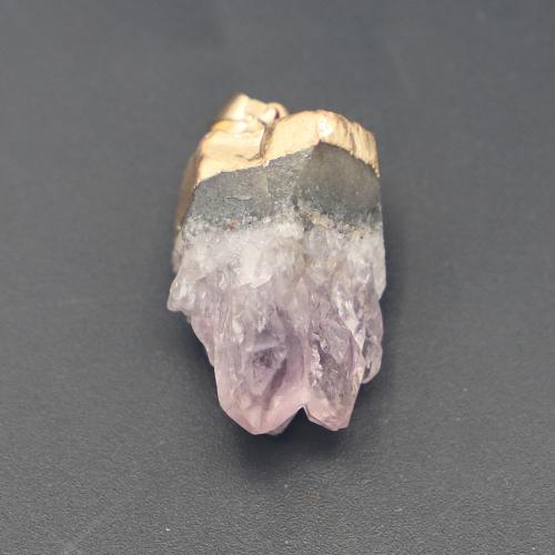 ametista pingente, with cobre, Irregular, banhado, DIY, roxo, 25x20x15mm, vendido por PC