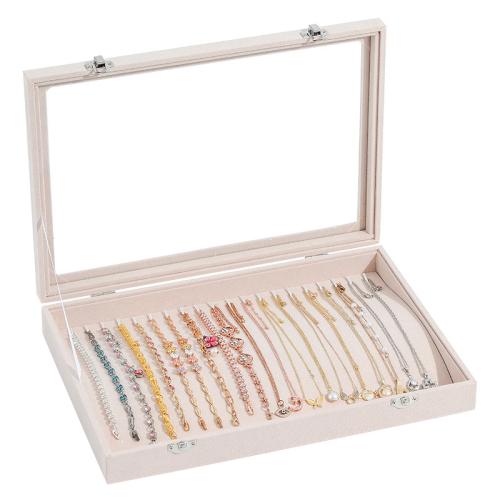 Katoenfluweel Multifunctionele Jewelry Box, verschillende stijlen voor de keuze, beige, 350x240x50mm, Verkocht door PC