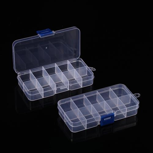 Polypropylen (PP) Storage Box, Prachotěsný & průhledný & 10 článků, více barev na výběr, 129x67x22mm, Prodáno By PC