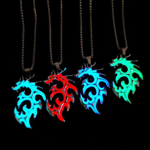 i mørke Halskæde, 304 rustfrit stål, med Zinc Alloy, guldfarve belagt, mode smykker & luminated, flere farver til valg, Solgt af PC