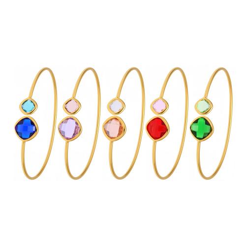 Vinger Ring in edelstaal, 304 roestvrij staal, met Glas, 18K verguld, mode sieraden & voor vrouw, meer kleuren voor de keuze, Verkocht door PC