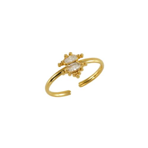 Zirkonia Edelstahl-Finger- Ring, 304 Edelstahl, 18K vergoldet, Modeschmuck & Micro pave Zirkonia & für Frau, verkauft von PC
