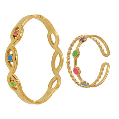 Emaille Edelstahl Schmuck Set, 304 Edelstahl, plattiert, verschiedene Stile für Wahl & für Frau & hohl, keine, verkauft von PC