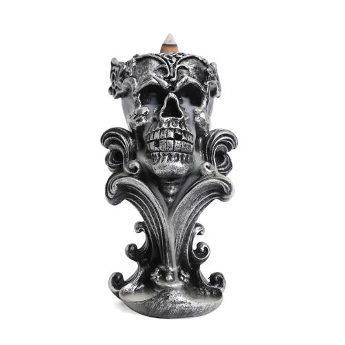 Porcelánový spalovací kadidlo, Pryskyřice, Lebka, polovina ruční, Halloweenský design & pro domácnosti a kanceláře & Udržitelné, 230x140x130mm, Prodáno By PC