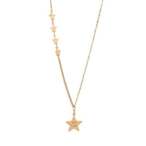 Titanium halskettingen, Titanium Staal, plated, mode sieraden & voor vrouw, gouden, Lengte Ca 41 cm, Verkocht door PC