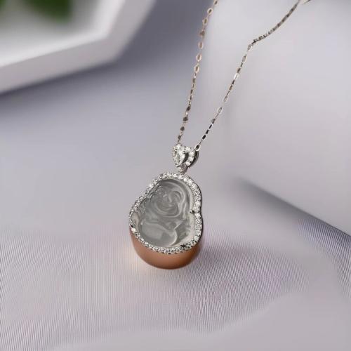 Titanium halskettingen, Titanium Staal, met Cubic Zirconia & Cats Eye, plated, mode sieraden & voor vrouw, meer kleuren voor de keuze, Verkocht door PC