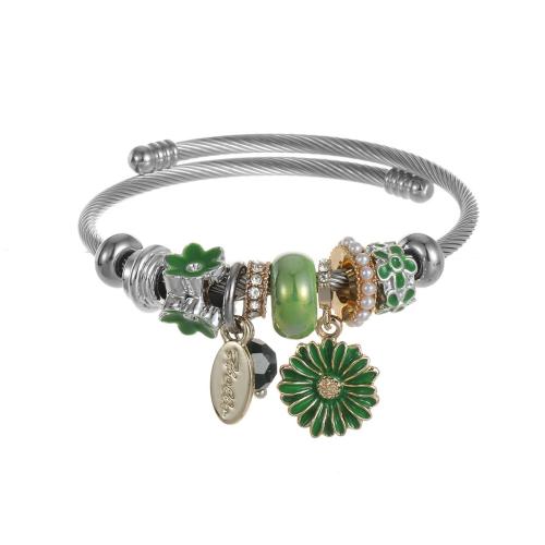 304 rostfritt stål Europeiska Cuff Bangle, med Zink Alloy, plated, mode smycken & för kvinna & med strass, fler färger för val, The diameter is approximately 5.5CM, Säljs av PC
