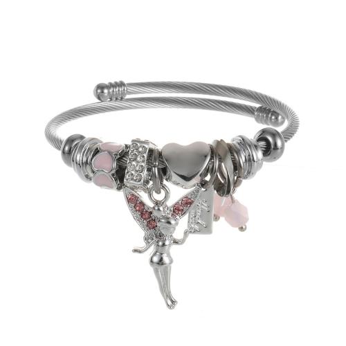 304 rostfritt stål Europeiska Cuff Bangle, med Plast Pearl & Zink Alloy, plated, mode smycken & för kvinna & med strass, fler färger för val, The diameter is approximately 5.5CM, Säljs av PC