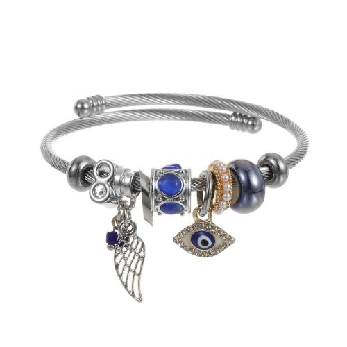 304 rostfritt stål Europeiska Cuff Bangle, med Plast Pearl & Zink Alloy, plated, mode smycken & för kvinna & med strass, fler färger för val, The diameter is approximately 5.5CM, Säljs av PC