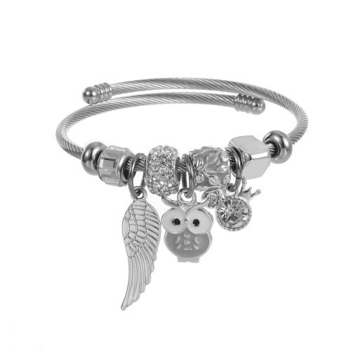 304 rostfritt stål Europeiska Cuff Bangle, med Zink Alloy, plated, mode smycken & för kvinna & med strass, The diameter is approximately 5.5CM, Säljs av PC