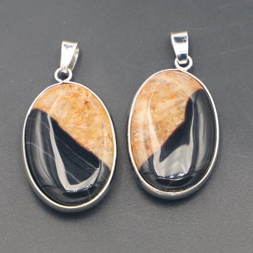 Agate Κρεμαστό κόσμημα, έλλειψη, DIY, μικτά χρώματα, 31x21x7mm, Sold Με PC