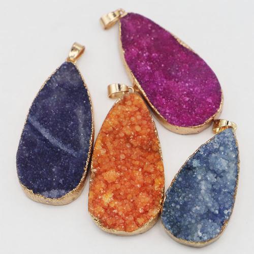 Ice Quartz Agate Κρεμαστό κόσμημα, με Ορείχαλκος, Teardrop, DIY, περισσότερα χρώματα για την επιλογή, 51x25x10mm, Sold Με PC