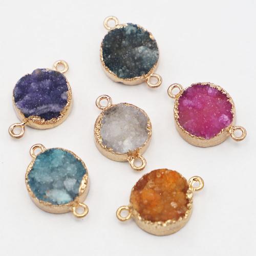 Ice Quartz Achát Connector, -val Sárgaréz, Kerek, DIY & 1/1 hurok, több színt a választás, 23x16x8mm, Által értékesített PC