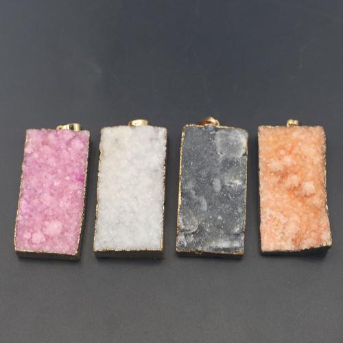 Ice Quartz Agate Κρεμαστό κόσμημα, με Ορείχαλκος, Πλατεία, DIY, περισσότερα χρώματα για την επιλογή, 52x26x15mm, Sold Με PC
