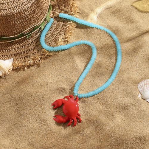 Crystal Necklace with Zinc Alloy Crab plated fashion jewelry Sold By PC