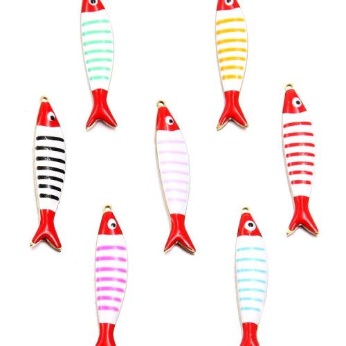 Stainless Steel Animal Pendants 304 Stainless Steel Fish plated DIY & enamel Sold By Bag