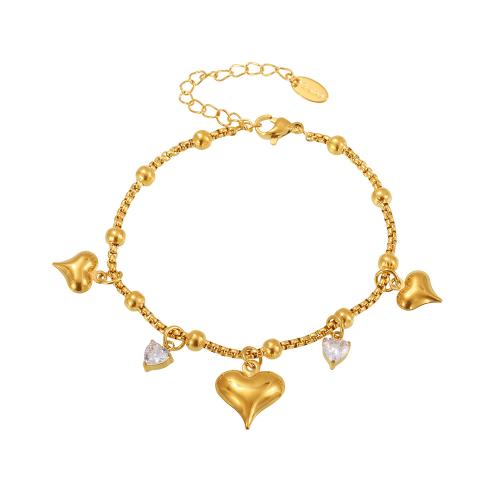 Jewelry Cruach dhosmálta Bracelet, 304 Cruach dhosmálta, le Ciúbach Zirconia, 18K óir plated, jewelry faisin & do bhean, Díolta De réir PC