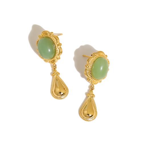 Cruach dhosmálta Buail Earring, 304 Cruach dhosmálta, le Cloch Nádúrtha, 18K ór plátáilte, jewelry faisin & stíleanna éagsúla do rogha & do bhean, Díolta De réir Péire