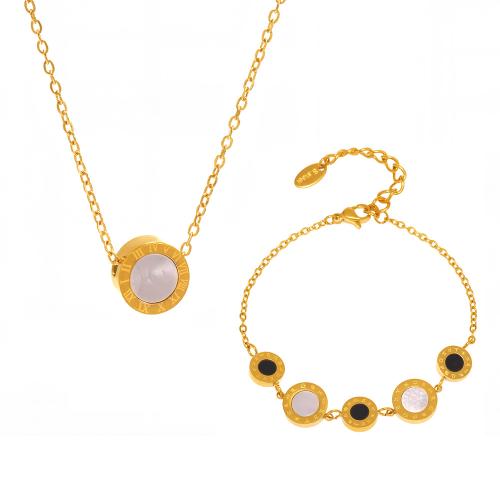 Cubic zirconia από ανοξείδωτο χάλυβα κοσμήματα, 304 από ανοξείδωτο χάλυβα, με Λευκό Shell & Ακρυλικό, επιχρυσωμένο, κοσμήματα μόδας & διαφορετικά στυλ για την επιλογή & για τη γυναίκα, περισσότερα χρώματα για την επιλογή, Sold Με PC
