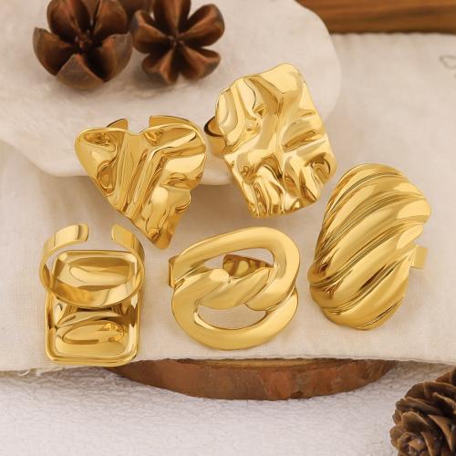 Rozsdamentes acél Finger Ring, 304 rozsdamentes acél, 18K aranyozott, divat ékszerek & különböző stílusokat a választás & a nő, Által értékesített PC