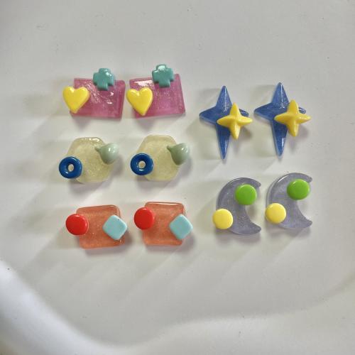 aleación de zinc Arito, con resina, enviado al azar & para mujer, earring length 10-20mm, Vendido por Par
