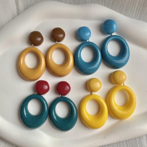 Pryskyřice Drop náušnice, s Zinek, Geometrický vzor, pro ženy & dutý, více barev na výběr, 30x50mm, Prodáno By Pair