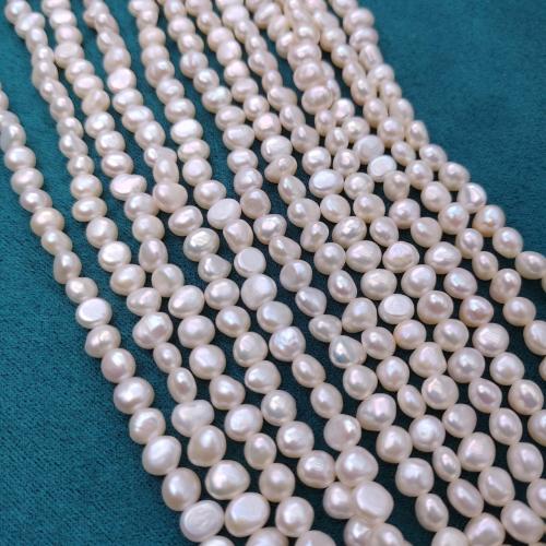 Kartoffel ferskvandskulturperle Beads, Ferskvandsperle, du kan DIY, hvid, 5x6mm, Solgt af Strand